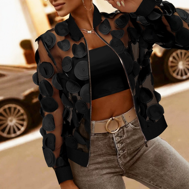 Temperament Women'S Mesh Long Sleeved Jacket