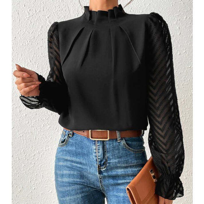 Elegant Temperament Black Long Sleeved Shirt