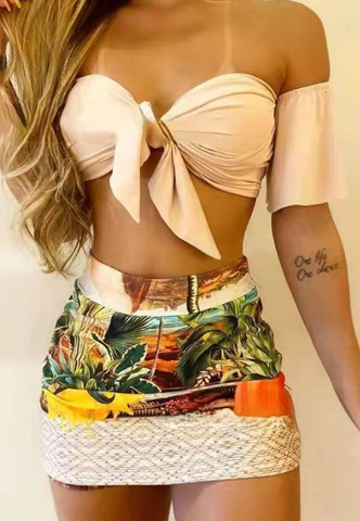 Lovely Round Neck Sleeveless Printed Piece Pants