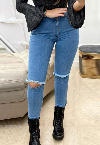 Sexy Women Ripped High Waist Jeans