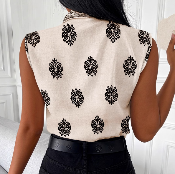Sexy V-Neck Printed Sleeveless Top