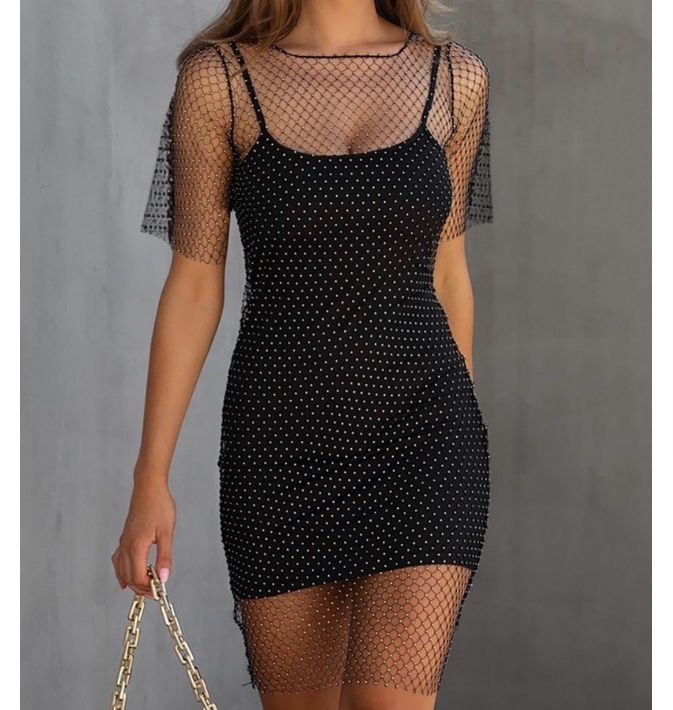 Black Sexy Short Sleeve Dress