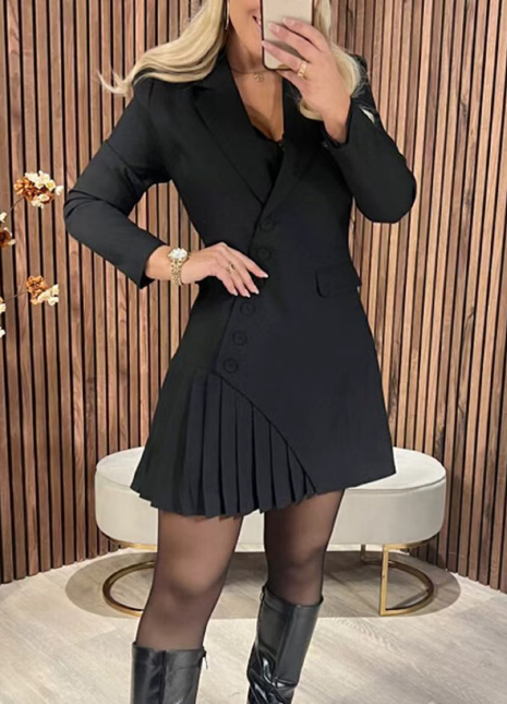 Elegant Temperament Long Sleeved V-Neck Dress