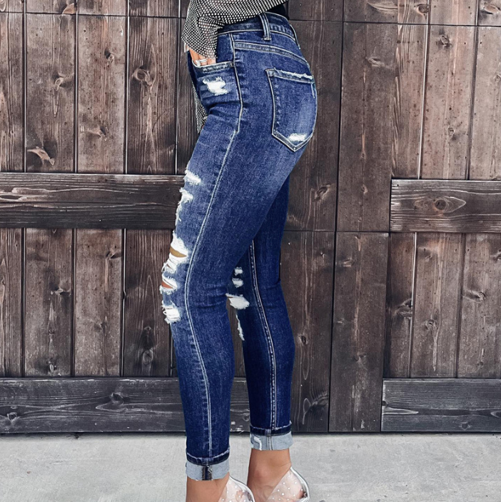 Fashion Sexy Blue Casual Hole Jeans