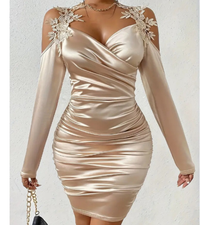 Elegant Lace Tight Fitting Long Sleeved Dress