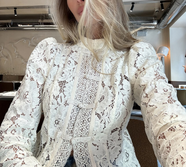 Fashion Elegant Lace Slim Design Shirt