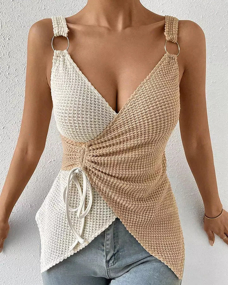 Sexy Open Back V-Neck Tank Top Shirt Tops