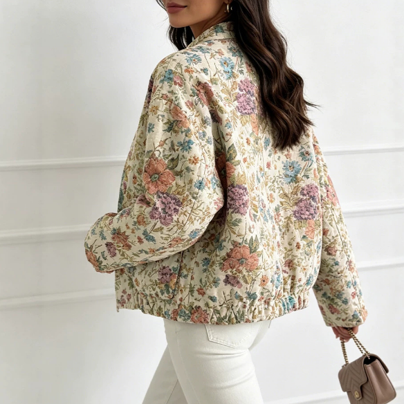 Vintage Floral Jacquard Long Sleeved Jacket