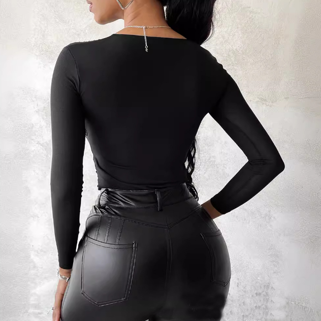 Elegant Temperament V-Neck Long Sleeves Shirt