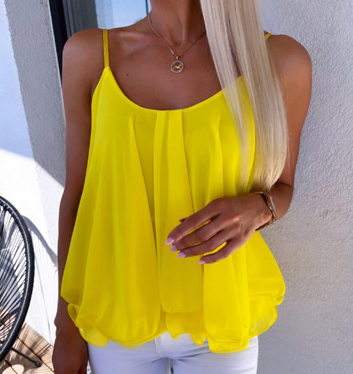 Pink Sexy Loose Sleeveless Sling Shirt Top