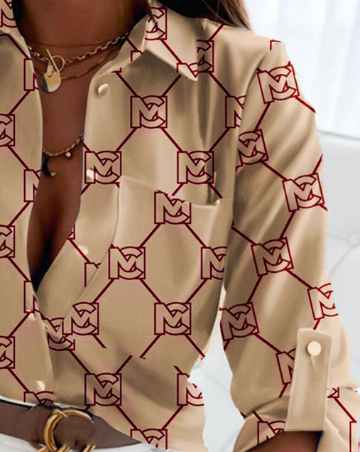 Elegant Temperament Printed Casual Long Sleeve Shirt