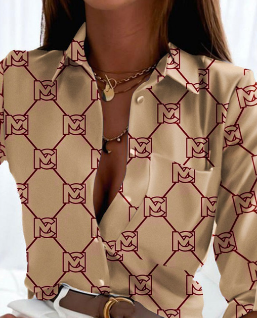 Elegant Temperament Printed Casual Long Sleeve Shirt