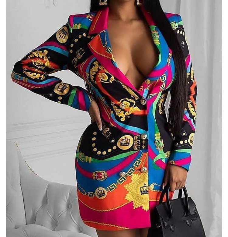 Casual Printed Long Sleeved Dress