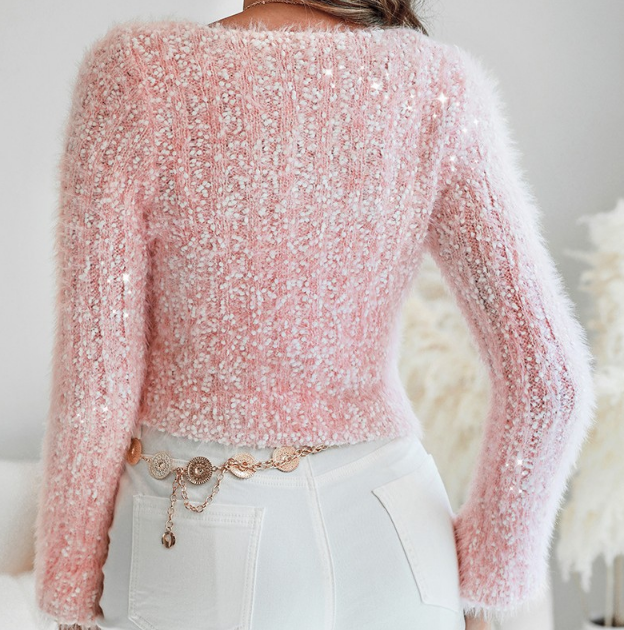 Fashion Pink Long Sleeve Sweater