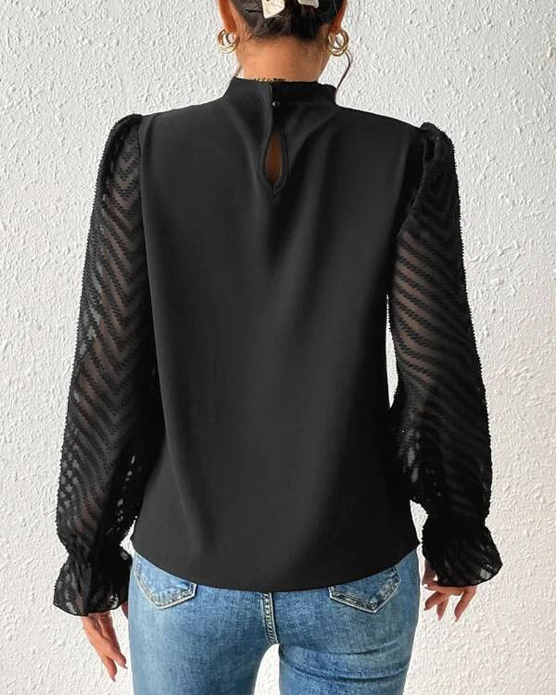 Elegant Temperament Black Long Sleeved Shirt