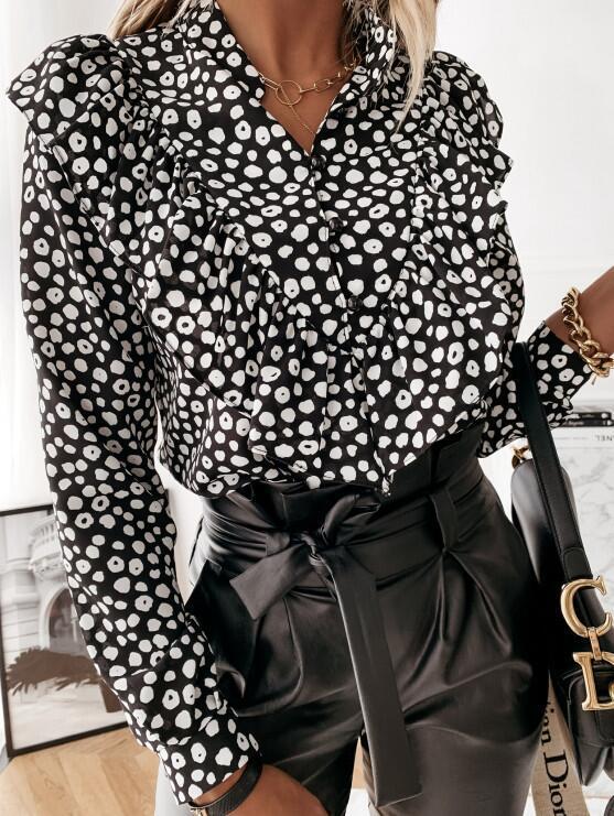 Long Sleeve Elegant Single Breasted Print Shirt