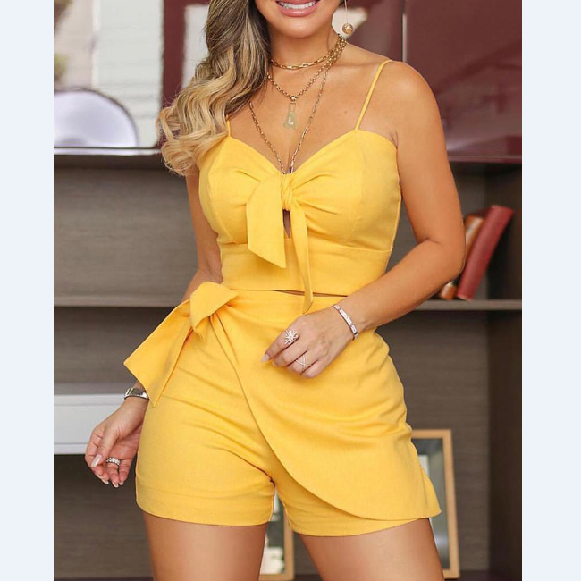 Fashion Knotted Cami Top & Skort Sets