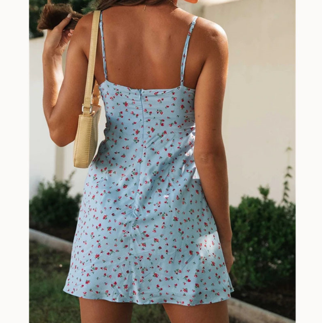 Printed Temperament Sling Bowknot Sexy Dress