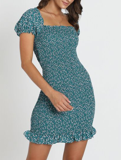 Slim Temperament Short-Sleeved High Waist Bag Hip Dress