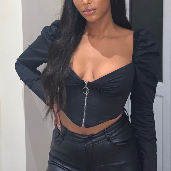 Sexy V-neck Puff Sleeve Long Sleeve Top