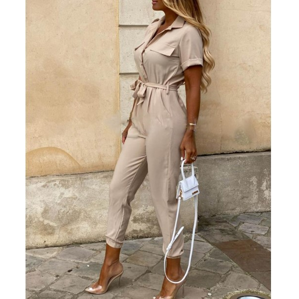 Casual Short Sleeve Printed Jumpsuit