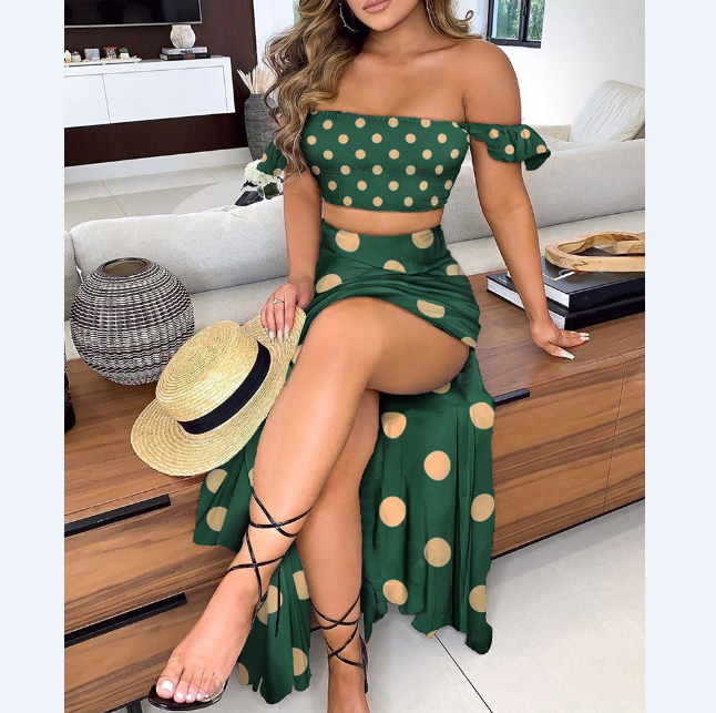 Casual Polka Dot Print Two-piece Dress