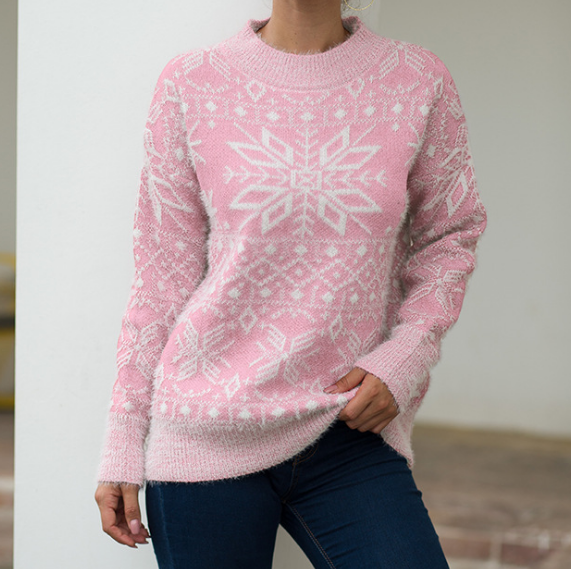 Women's Long Sleeve Round Neck Knitted Sweater