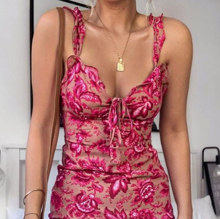 Temperament Floral Printing Sling Dress
