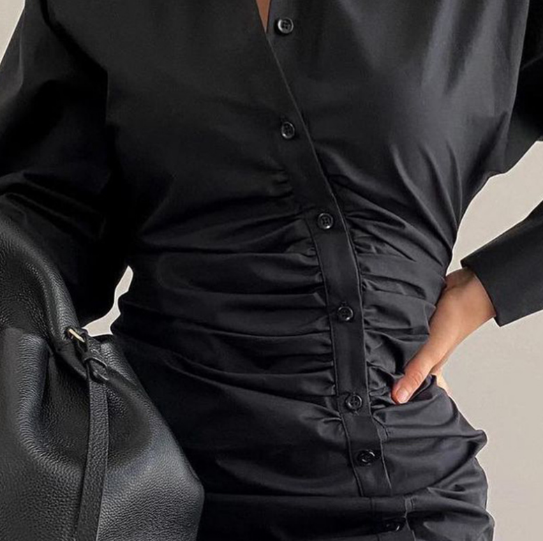 Solid Color Slim Long Sleeve Dress
