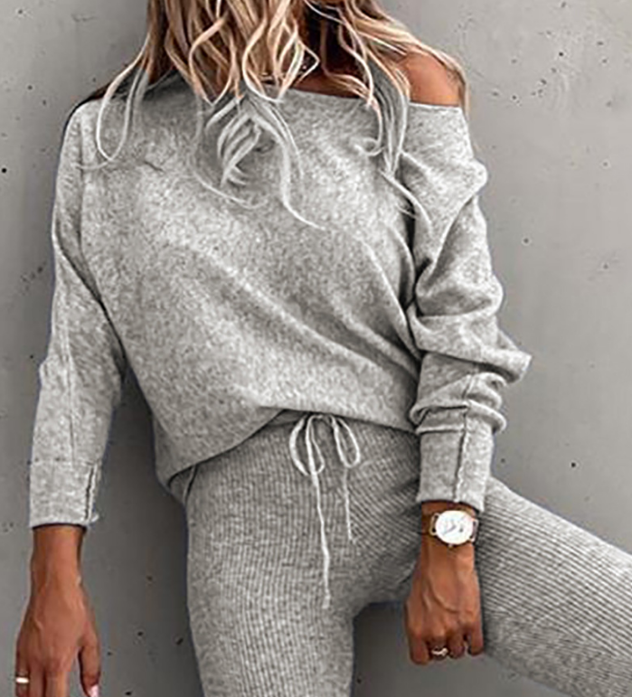 Fashion Solid Color Casual Sports Two-piece Set