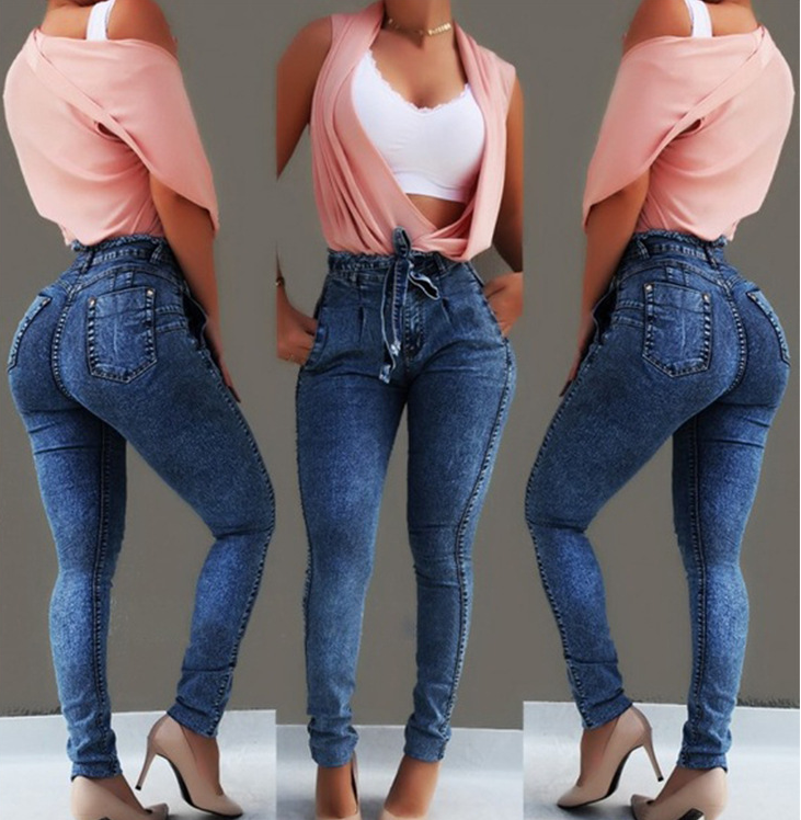 Women Slim Stretch High Waist Jeans