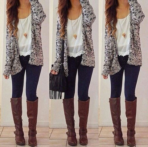 Casual Print Long Sleeve Cardigan Shirt