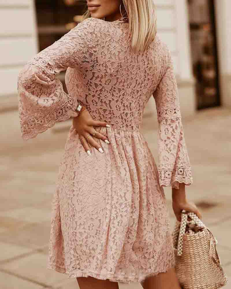 Women's Sexy Lace Long Sleeve Dress