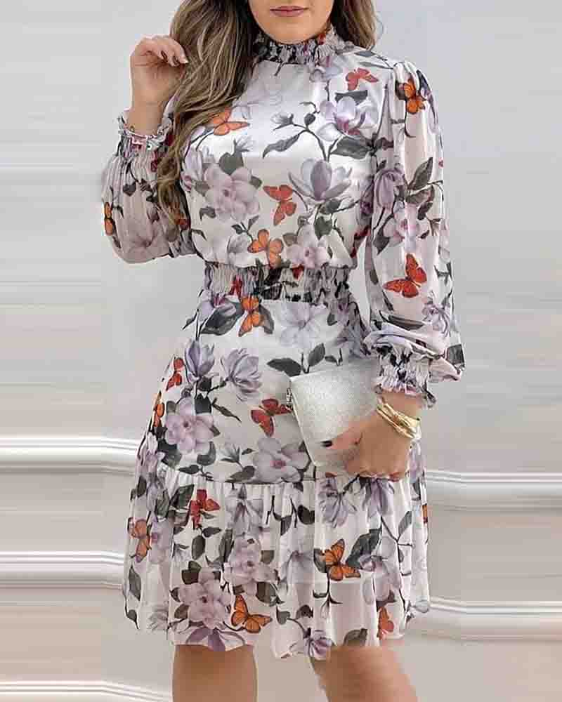 Fashion Long Sleeve Print Dress