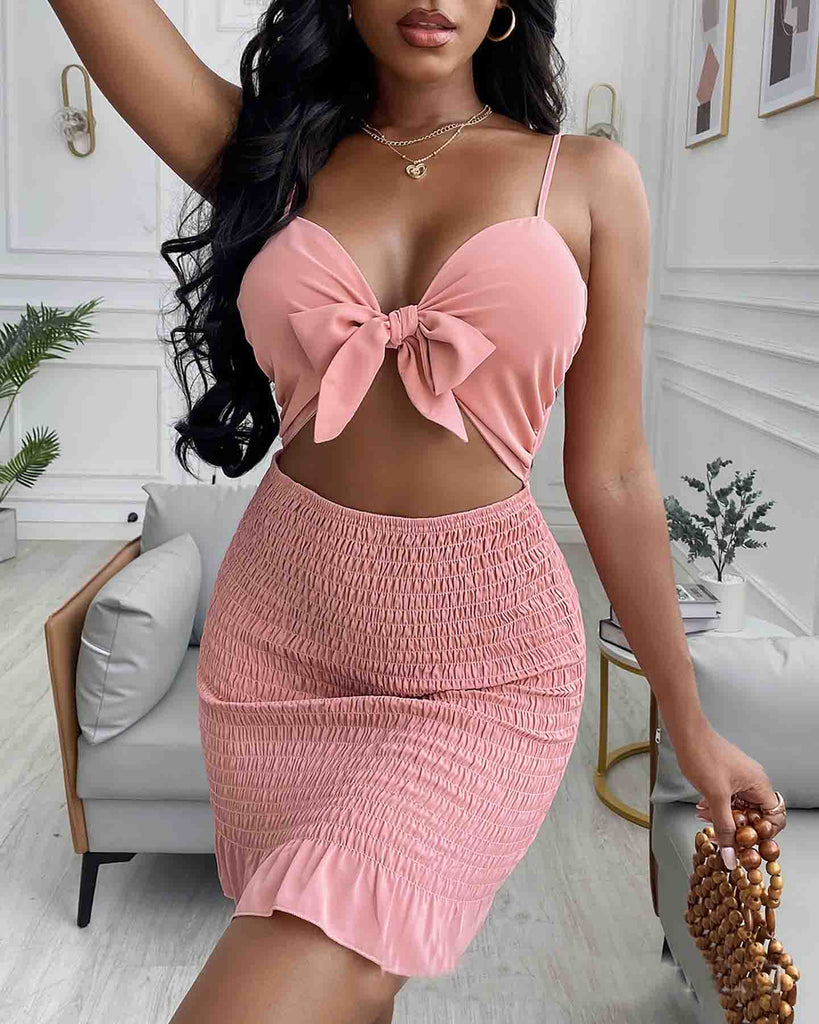 Fashion Sexy Solid Color Sling Sleeveless Dress