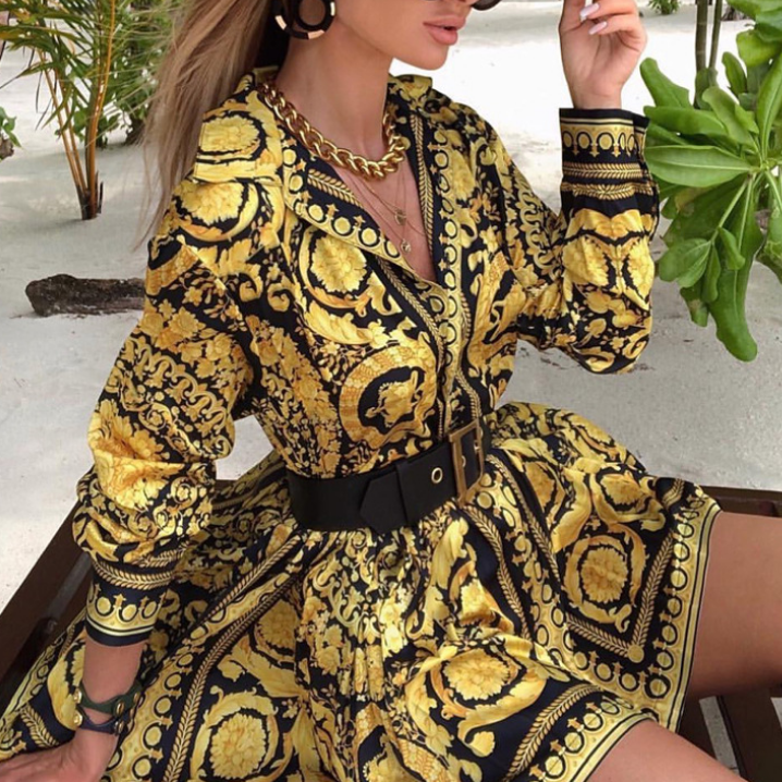 Long-Sleeved Women'S Printed Dress