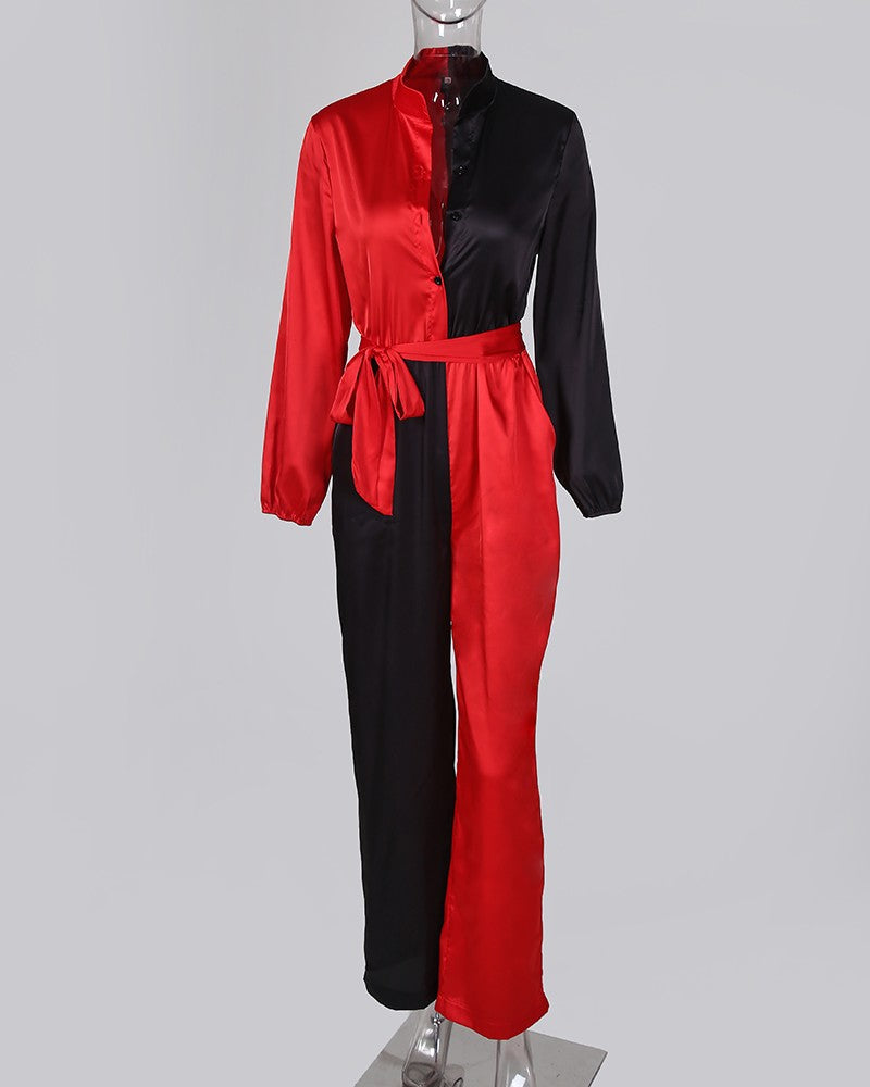 V-Neck Long Sleeve Jumpsuit