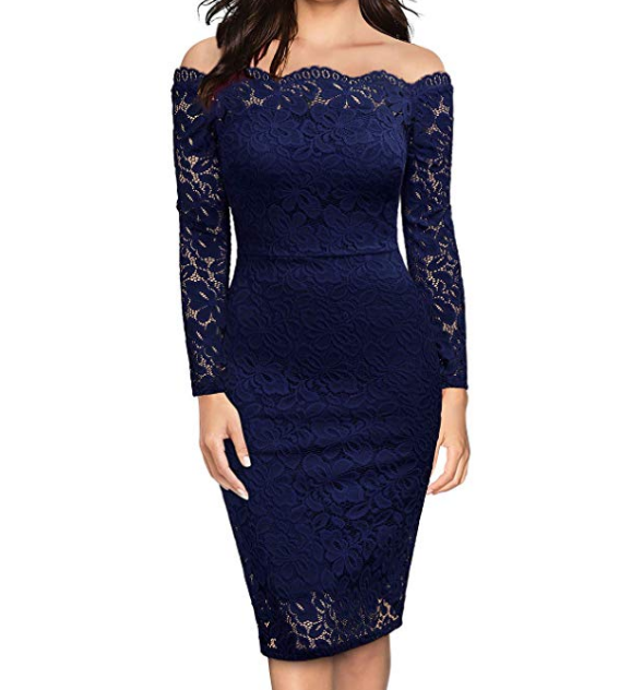 Slim Lace Long Sleeve Bag Hip Dress