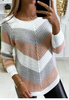 Round Neck Knitted Color-Blocking Irregular Long-Sleeved Sweater