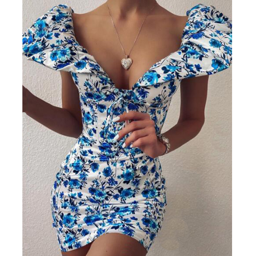 Fashion Women'S Printed Slim Temperament Bag Hip Dress