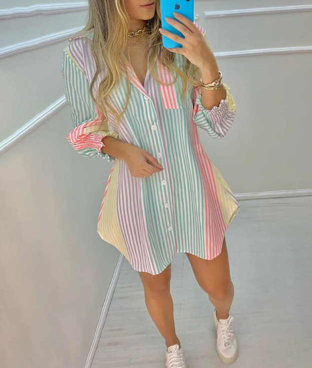 Sexy Fashion Long-Sleeved Cardigan Printed Shirt