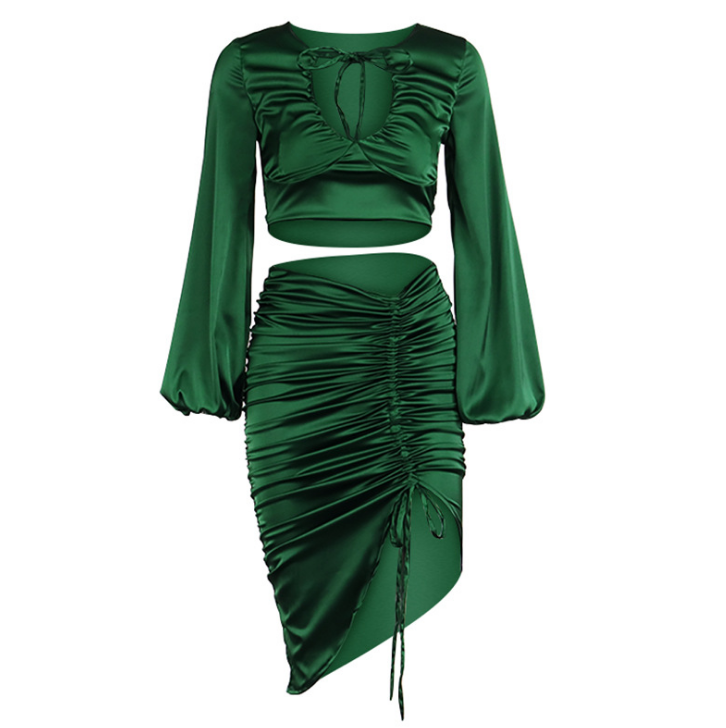 Women'S Sexy V-Neck Long Sleeve Two-Piece Suit