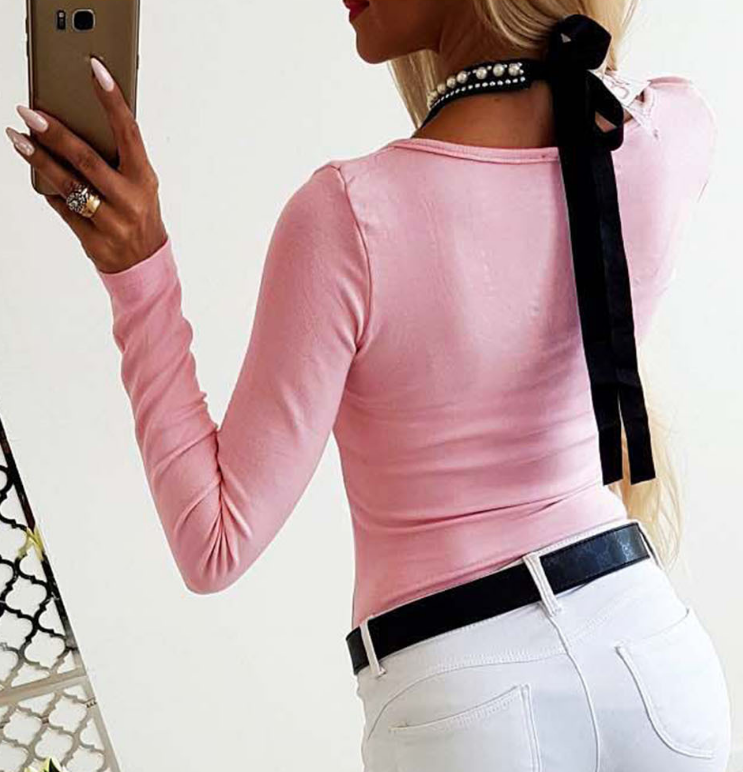 Beaded Long Sleeve Tight Shirt