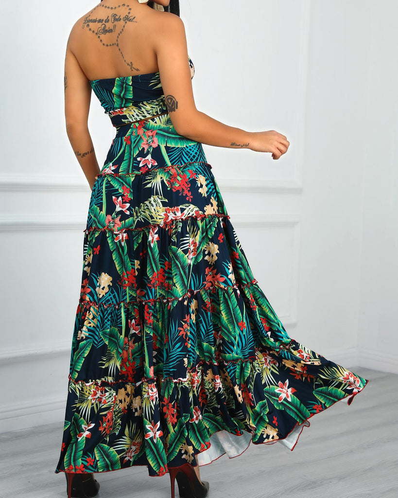 Retro Two-Piece Printing Suit