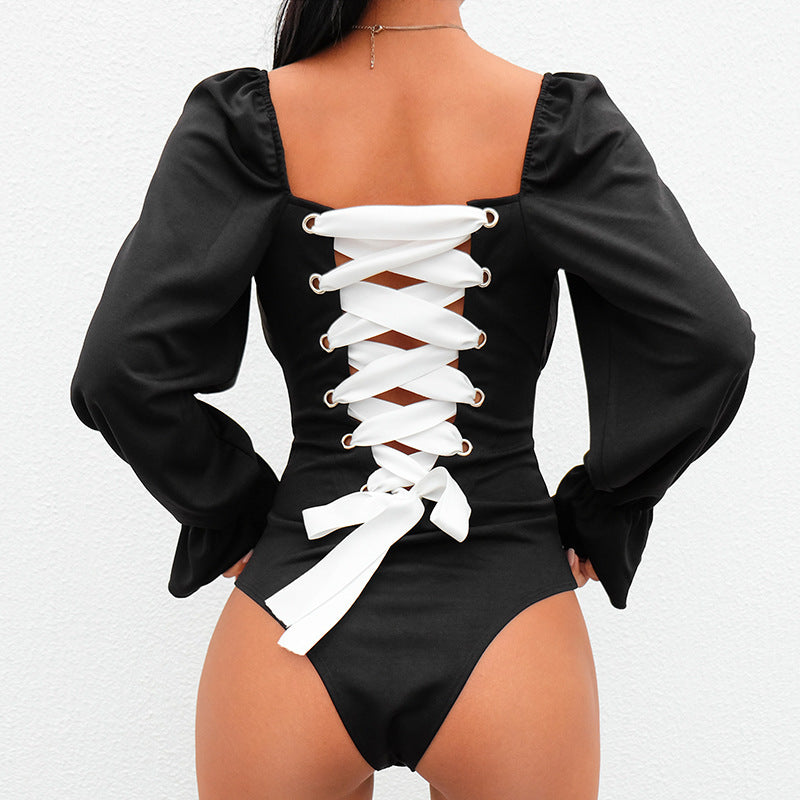 Solid Color Women'S Sexy Long Sleeve Jumpsuit