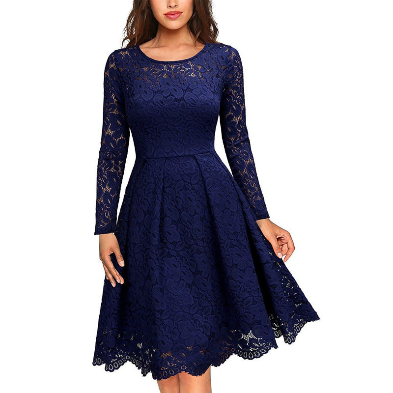 Round Neck Lace High Waist Princess Dress
