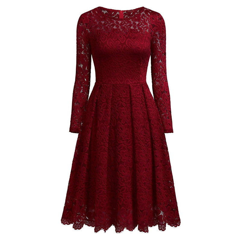 Round Neck Lace High Waist Princess Dress