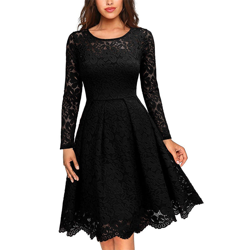 Round Neck Lace High Waist Princess Dress