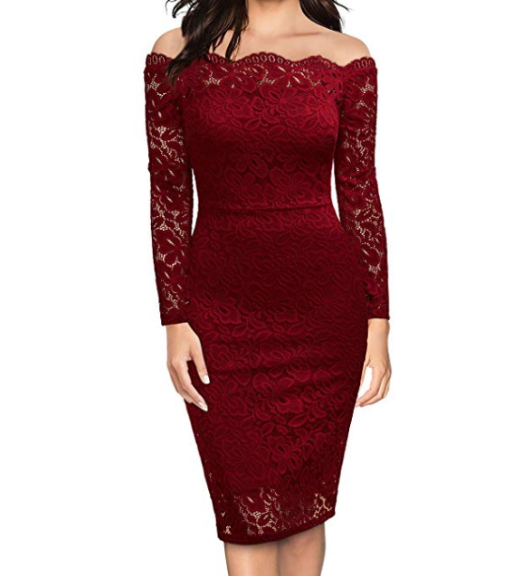 Slim Lace Long Sleeve Bag Hip Dress