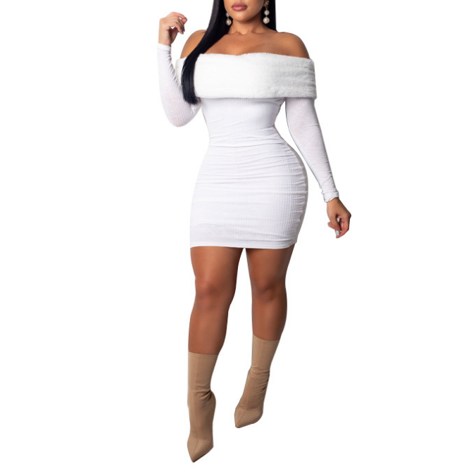 Women's Fashion High Waist Long Sleeve Bag Hip Dress